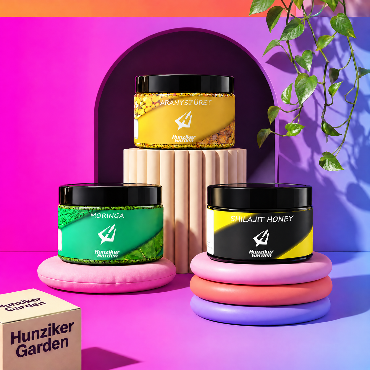 Arany Hármas Csomag – HunzikerGarden Moringa, Shilajit Honey és Aranyszüret egy csomagban