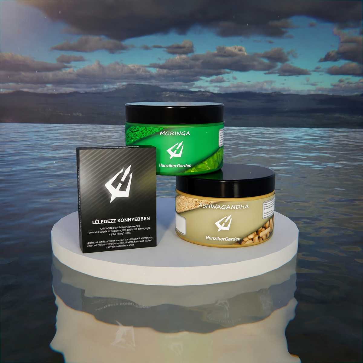 Moringa, Ashwagandha és orrtapasz háromrészes csomag vízparton