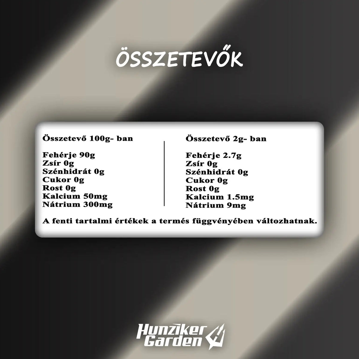 Kollagén por tápértéke 100 g-ra és 2 g-os adagra